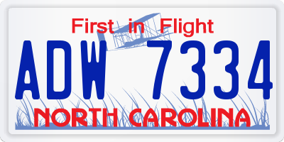 NC license plate ADW7334
