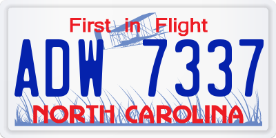 NC license plate ADW7337