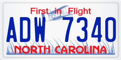 NC license plate ADW7340