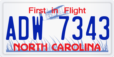 NC license plate ADW7343