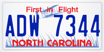 NC license plate ADW7344