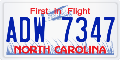NC license plate ADW7347