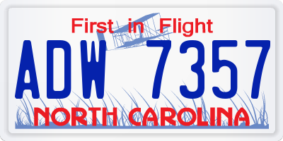 NC license plate ADW7357
