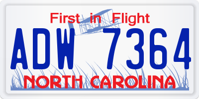 NC license plate ADW7364