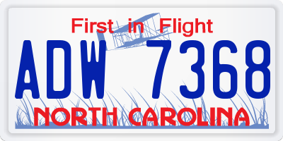 NC license plate ADW7368