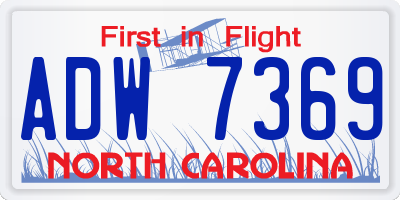 NC license plate ADW7369