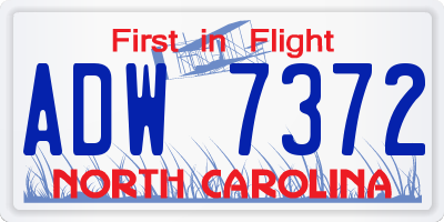 NC license plate ADW7372