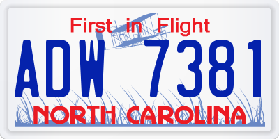 NC license plate ADW7381