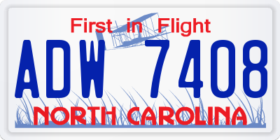 NC license plate ADW7408