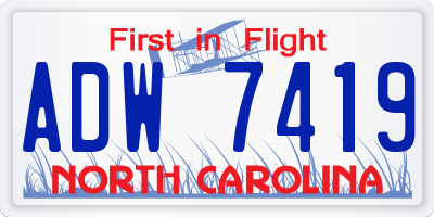 NC license plate ADW7419
