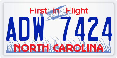 NC license plate ADW7424