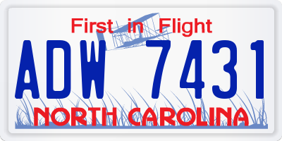 NC license plate ADW7431