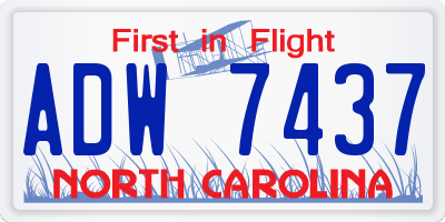 NC license plate ADW7437