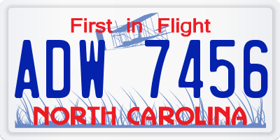 NC license plate ADW7456