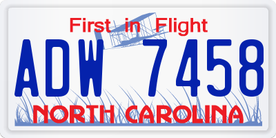 NC license plate ADW7458