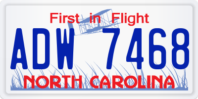 NC license plate ADW7468