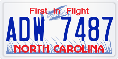 NC license plate ADW7487