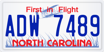 NC license plate ADW7489