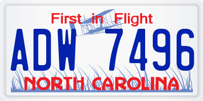 NC license plate ADW7496