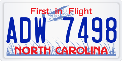NC license plate ADW7498