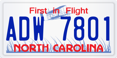 NC license plate ADW7801
