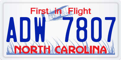 NC license plate ADW7807