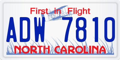 NC license plate ADW7810