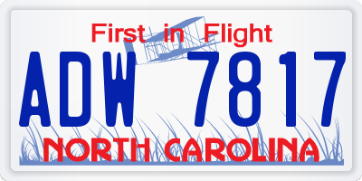 NC license plate ADW7817