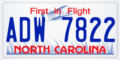 NC license plate ADW7822