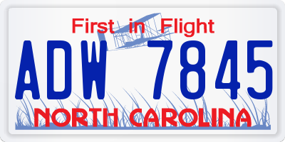 NC license plate ADW7845