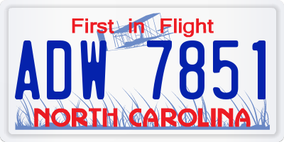 NC license plate ADW7851