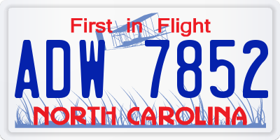 NC license plate ADW7852