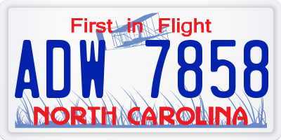 NC license plate ADW7858