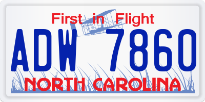 NC license plate ADW7860