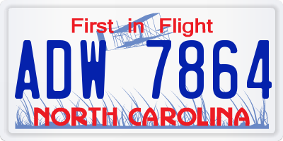 NC license plate ADW7864