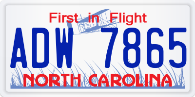NC license plate ADW7865
