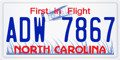 NC license plate ADW7867