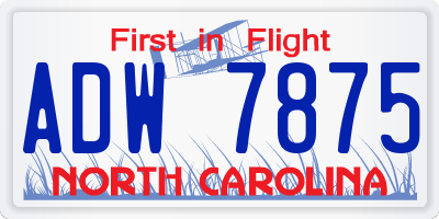 NC license plate ADW7875