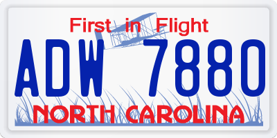 NC license plate ADW7880