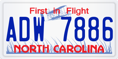 NC license plate ADW7886