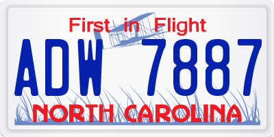 NC license plate ADW7887