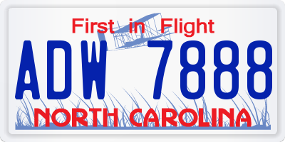 NC license plate ADW7888