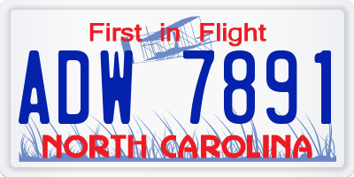 NC license plate ADW7891
