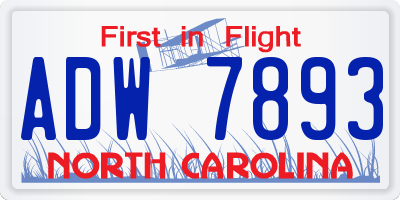 NC license plate ADW7893