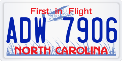 NC license plate ADW7906