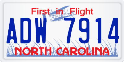 NC license plate ADW7914