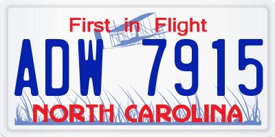 NC license plate ADW7915
