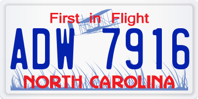 NC license plate ADW7916