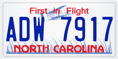 NC license plate ADW7917