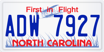 NC license plate ADW7927